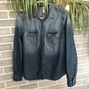 100% cotton button down jean shirt denim